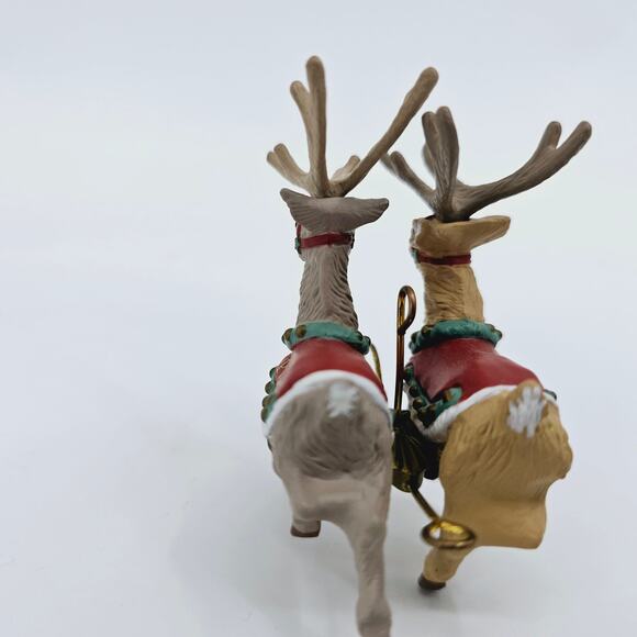 Lot of 2 Vintage 90s Hallmark Keepsake Ornaments Santa Claus & Prancer & Vixen - Picture 12 of 14
